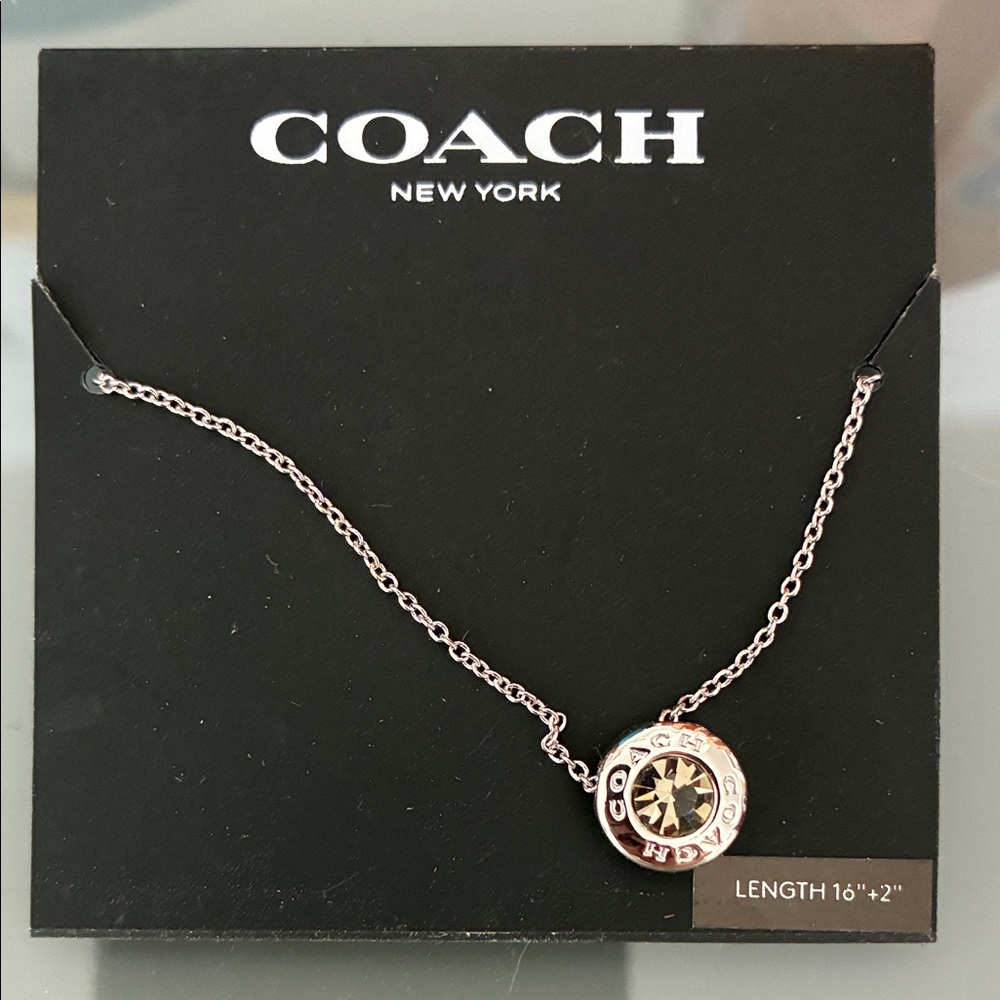 Coach Rose Gold Crystal Pendant Necklace